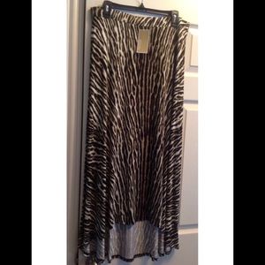 NWT Michael Kors Animal Print Skirt Hi-Low Hem Sz L